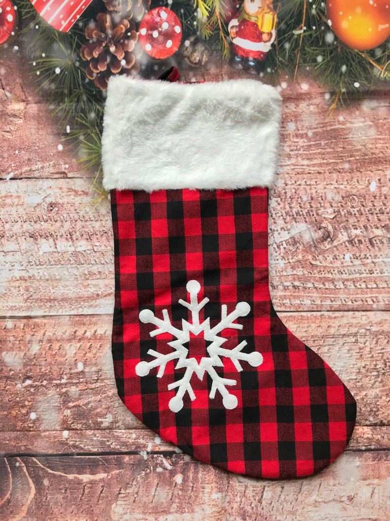 Red Buffalo Plaid Christmas Stockings Personalized With Name - Etsy