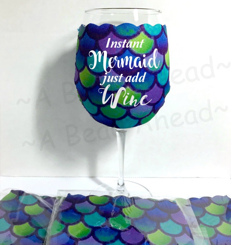 Mermaid Wine Glass Coolers Personalized Insulated Fish Etsy