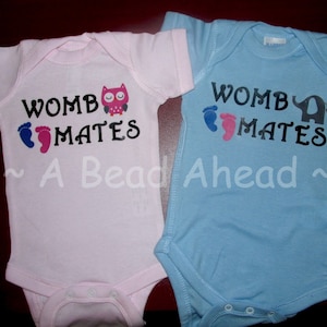 Baby gifts for Twins, Cute Bodysuits Custom made for boys and girls, Womb Mates for Newborns, Personalized Baby Clothes for Baby Shower Gift image 1
