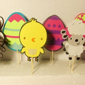 Easter Themed Cupcake Toppers, Cute whimsical cake decoration