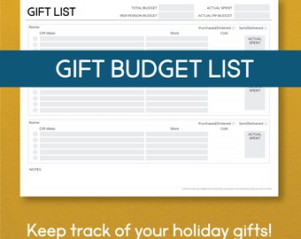 Gift Budget List