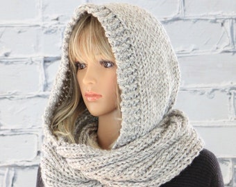 Hooded Scarf Pattern, Celine Knit Hooded Infinity Scarf Pattern #802, Knitting Scarf PATTERN, Digital Download PDF Pattern