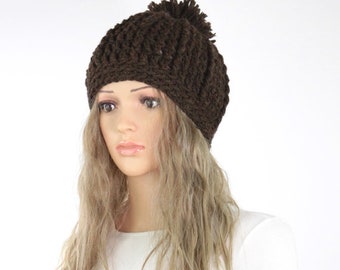 Pom-pom Hat PATTERN - Adeline Crochet Hat Pattern #810 - Crochet PATTERN - Womens Pompon Hat Pattern - Download - Not a Physical Hat!