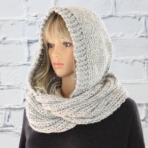 Hooded Scarf Pattern, Celine Knit Hooded Infinity Scarf Pattern #802, Knitting Scarf PATTERN, Digital Download PDF Pattern