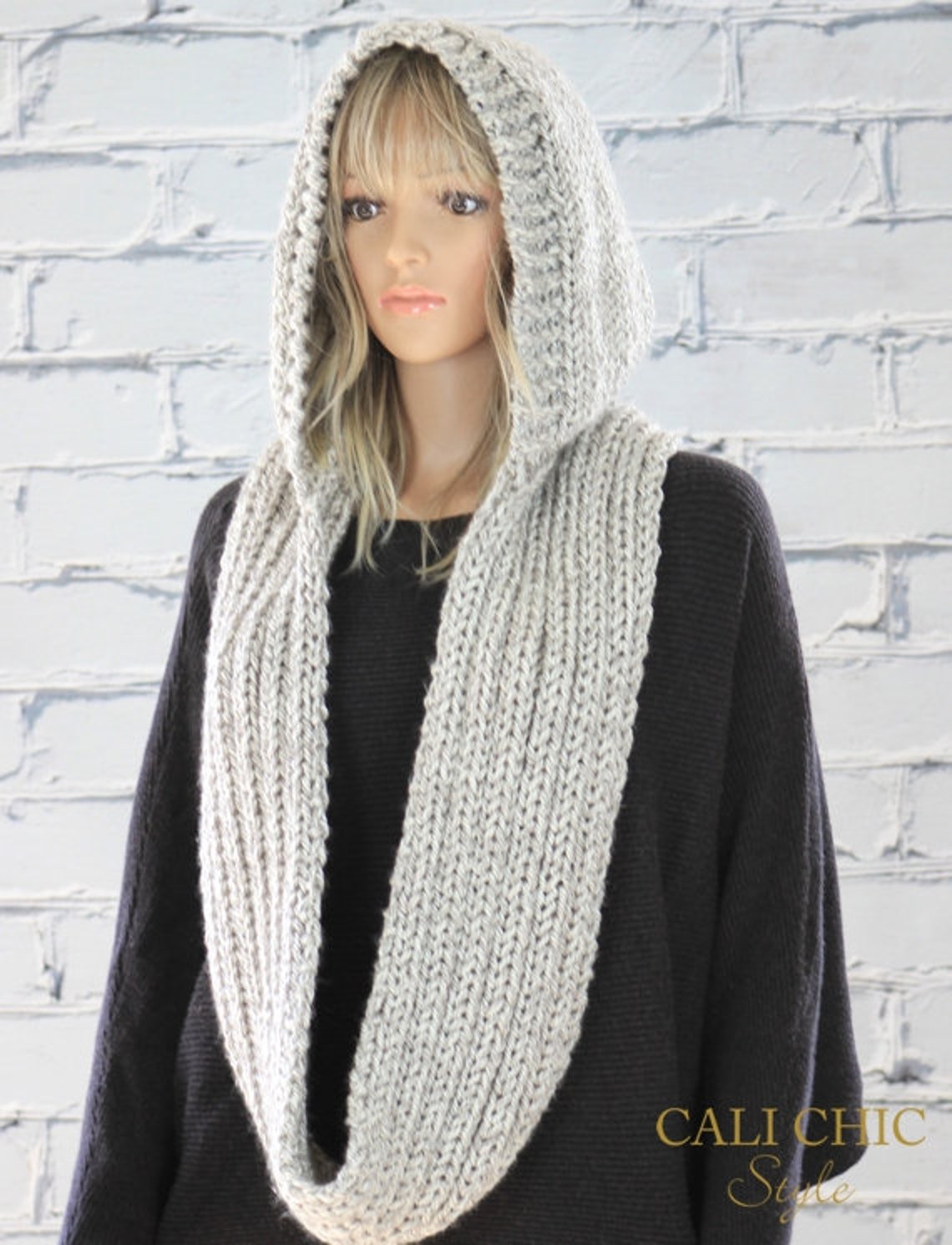 Hooded Scarf Pattern Celine Knit Hooded Infinity Scarf - Etsy