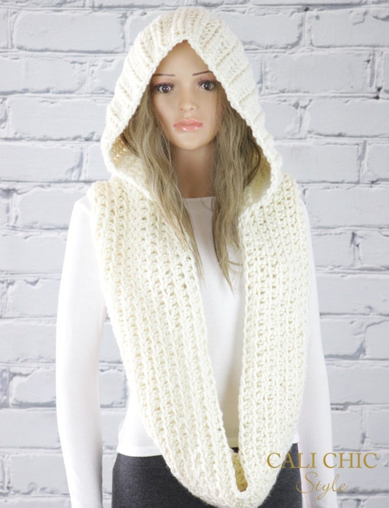 Alexia Hooded Scarf Pattern 800, Crochet Hooded Infinity Scarf Pattern, Crochet Scarf PATTERN, Digital PDF Pattern Download image 2