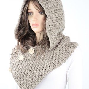 Amelia Hooded Cowl Pattern 809, Crochet Hooded Scarf Pattern with Buttons, Crochet Cowl Pattern, DIY Hooded Scarf Pattern PDF Download image 2