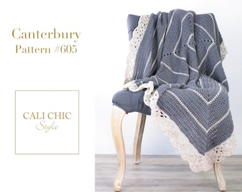 Crochet Throw Blanket PATTERN 605, Home Crochet Throw Canterbury Pattern 605, DIY Throw Blanket Instant PDF Pattern Download