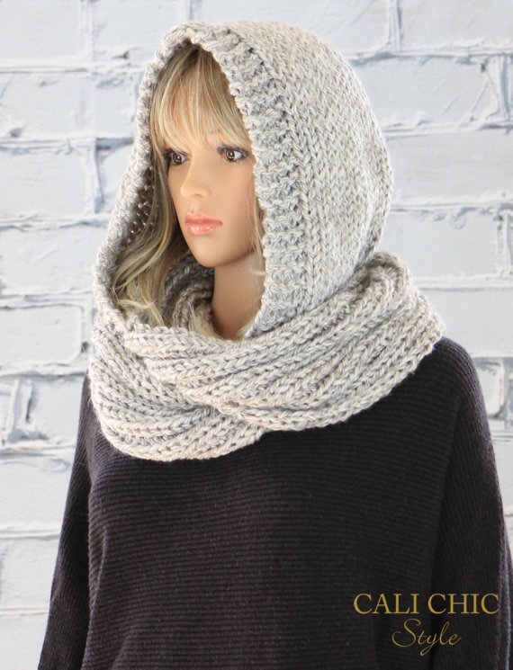 Easy Knit Chunky Hooded Scarf Knitting Pattern Women/Tutorial Knit ...