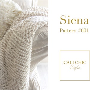 Knit Throw Blanket PATTERN 601, Throw Pattern Siena 601, DIY Beginner Throw Blanket Knitting Pattern, Instant PDF Pattern Download