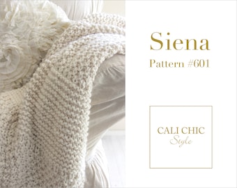 Knit Throw Blanket PATTERN 601, Throw Pattern Siena 601, DIY Beginner Throw Blanket Knitting Pattern, Instant PDF Pattern Download