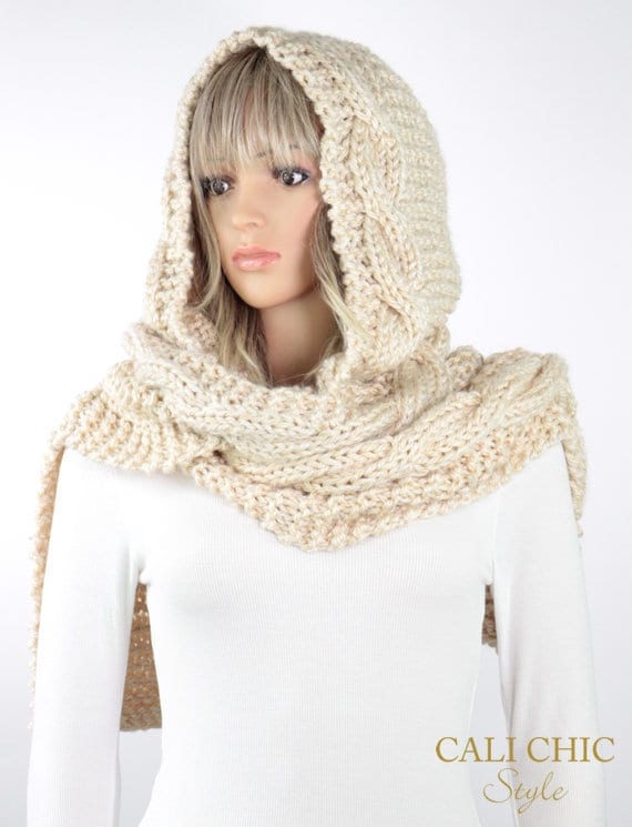 Cable Hooded Scarf Knitting Pattern Ravelry: Rustic Cables Hooded