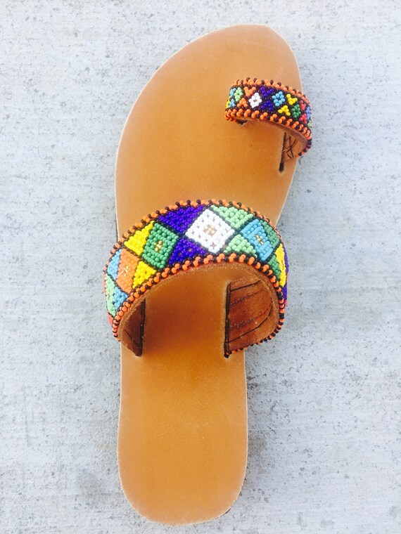 multi colored beaded sandals