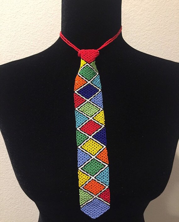 beaded tie necklace