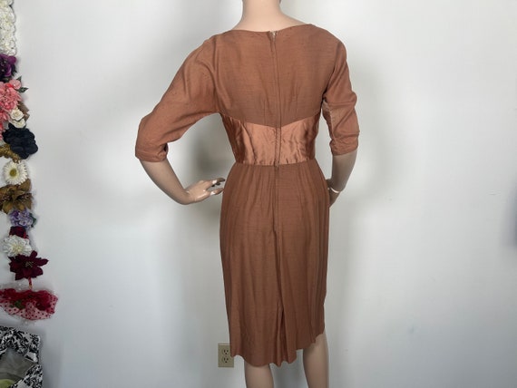 Vintage 1960s light brown dolman wiggle dress sma… - image 8