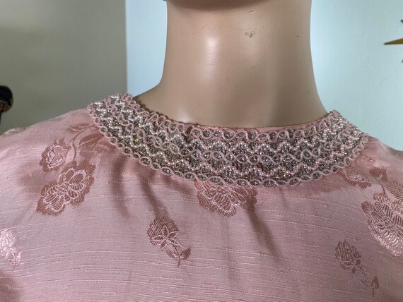 CLEARANCE! Vintage 1960s pink linen brocade maxi … - image 4