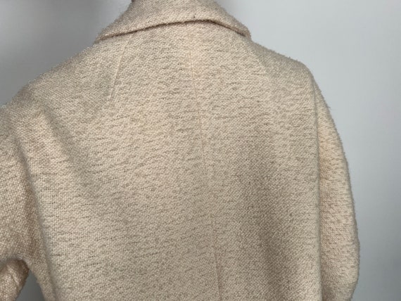 Vintage 1950s cream wool rhinestone button jacket… - image 7