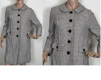 Vintage 1950s black and white peter pan collar jacket coat small 32