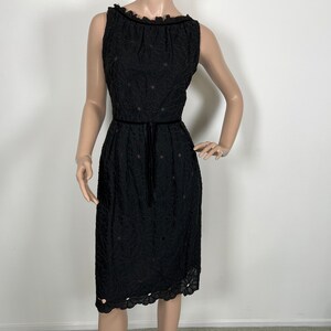 SALE! Vintage 1950s l&#39;aiglon black velvet floral eyelet dress medium 247