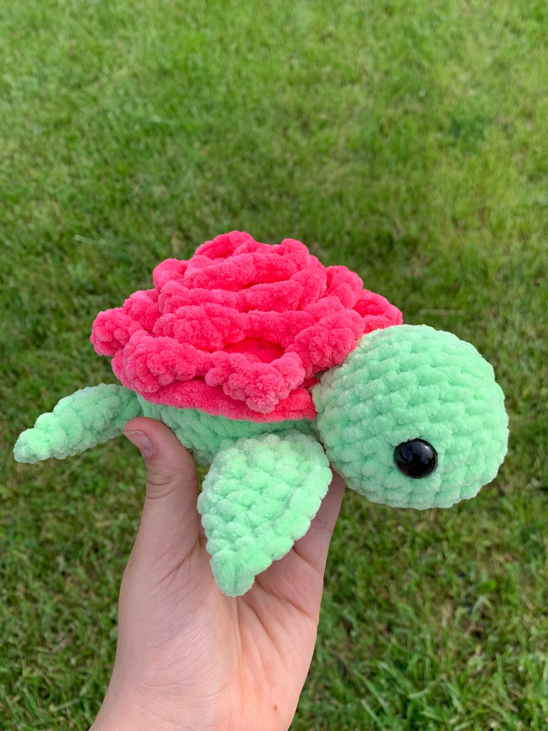 Rosie the Rose Turtle, Turtle Plushie, Handmade Plushie, Amigurumi ...
