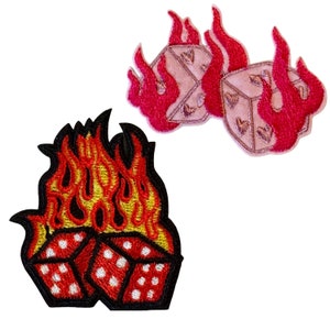 Flaming Dice Poker Game Iron On Patches