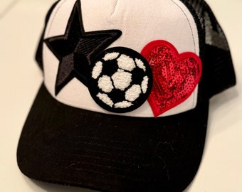 Soccer Patch Trucker Cap: Chenille Patches, SnapBack