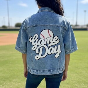 Baseball Game Day Patched Denim Jacket