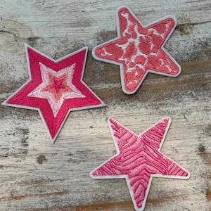 Pink Iron On Star Patches