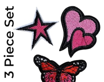 Pink & Red Iron On Patch Set