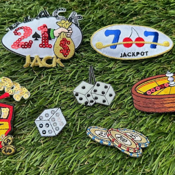 Parches termoadhesivos de casino, póker y máquinas tragamonedas