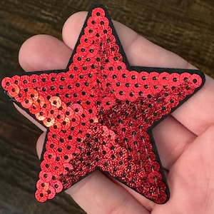 Red Sequin Star Iron On Patch