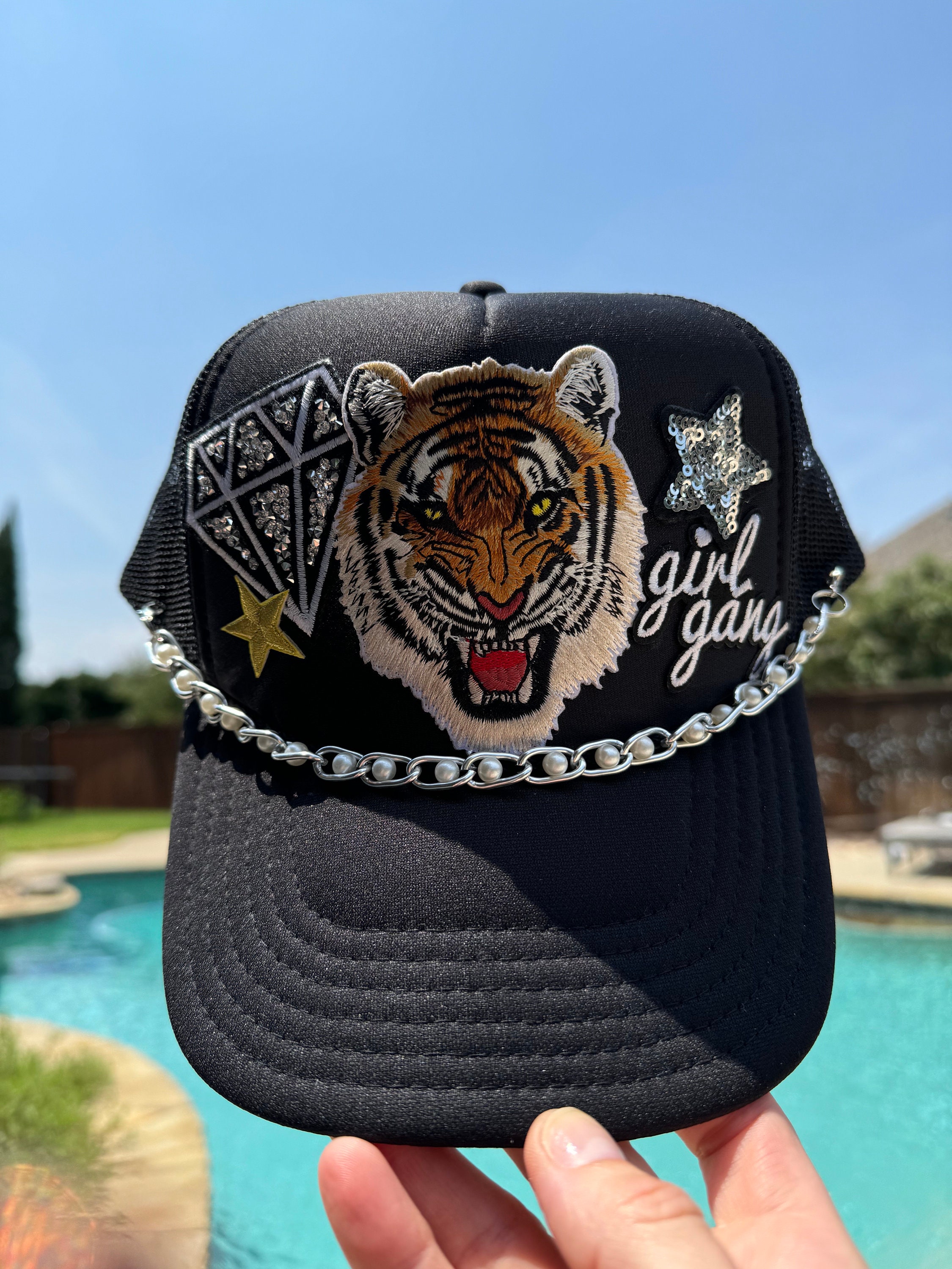 ★1011 GALLERY★ EMBROIDERED TIGER TRUCKER CAP Tiger Girl Gang Trucker Hat-free SHIPPING - Etsy