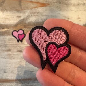 Pink & Red Heart Iron On Patch