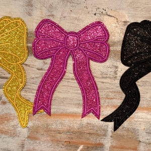 Large Glitter Bow Iron On Patches