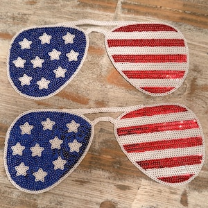 Sequined America Iron On Patches