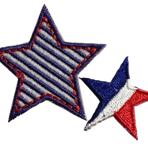 Red, White & Blue Iron On Star Patches