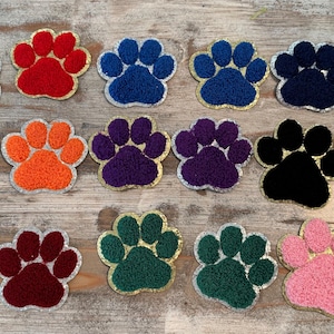 Chenille Paw Print Iron On Patches