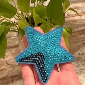 Blue Sequin Star Iron On Patch