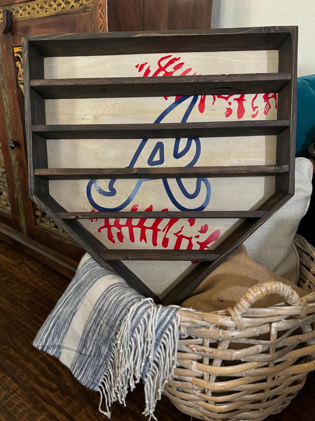 Revolving Baseball Back Rack Natural Back With Laces-baseball Display Rack - Etsy