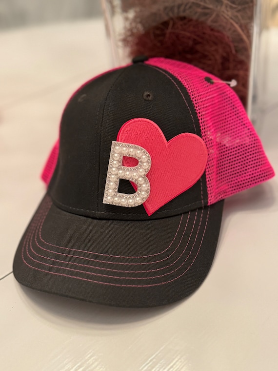 Custom Girls Pink Heart Cap (youth) - Etsy display picture 1