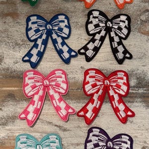Colorful Checkered Bow Iron On Patches