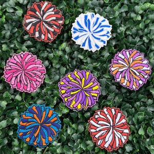 Large Glitter Cheer Pom Pom Iron On Patches