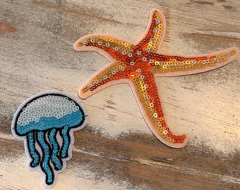 Sequin Ocean & Beach Iron On Patches