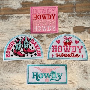Pink Howdy Iron On Patches