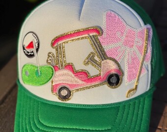 Golf Cart Sequin Patch Trucker Hat Cuban Chain Pink Gold Glam OTTO | Accessories | 2 Avett Brothers Hats | Poshmark main image 4
