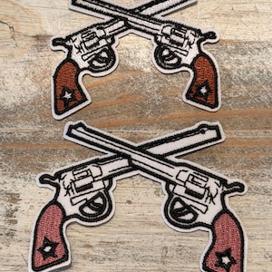Dual Pistol Iron On Patches
