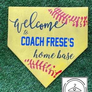 Personalized YELLOW SOFTBALL *NAME* Home Plate Sign