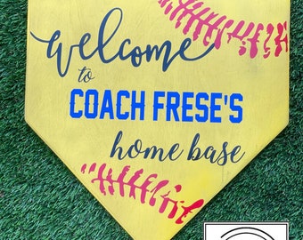 Personalized YELLOW SOFTBALL *NAME* Home Plate Sign