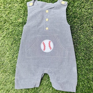 Boys Striped Baseball Shortalls 9-12 Months
