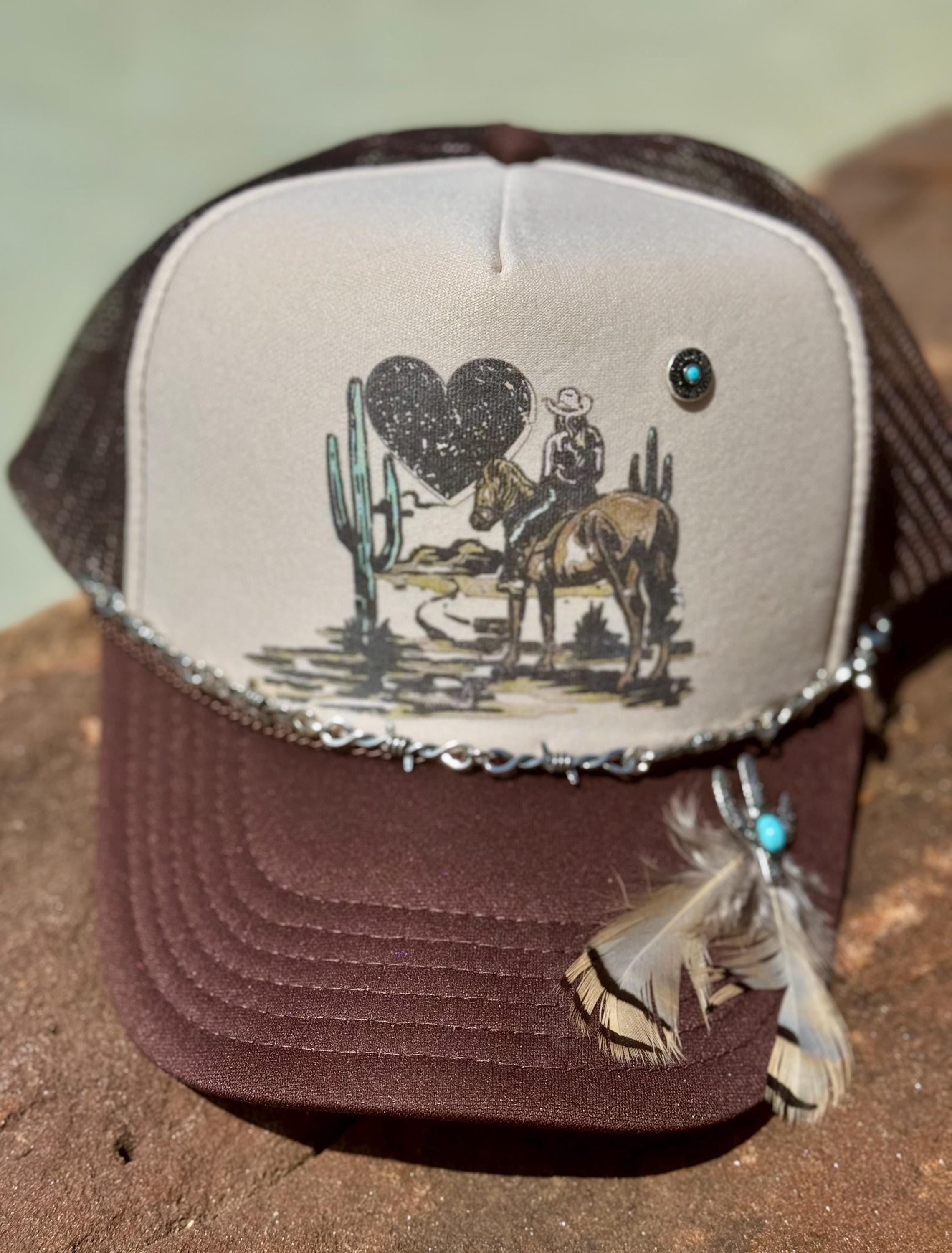 Feathered Desert Cowboy Trucker Hat - Etsy display picture 3